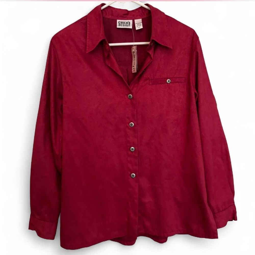 CHICOS Design Vintage Suede Button Up Shirt
